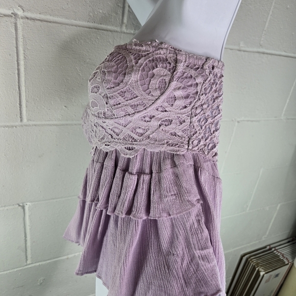 Free People One Adella Corset Cami Lilac Lace Strapless Top - Picture 8 of 11